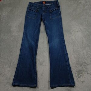 Vintage U Jeans Womens 27 Blue Denim Flared Patch Pockets Preppy Y2K